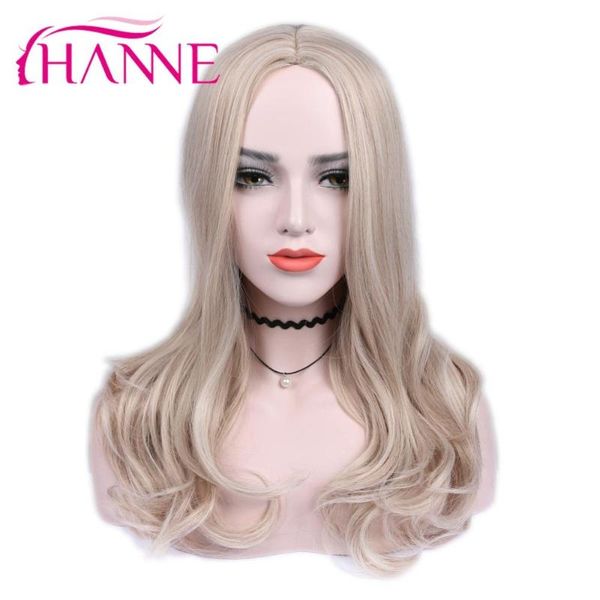 

hanne long wavy linen gold/brown high temperature synthetic wigs for black or white woman