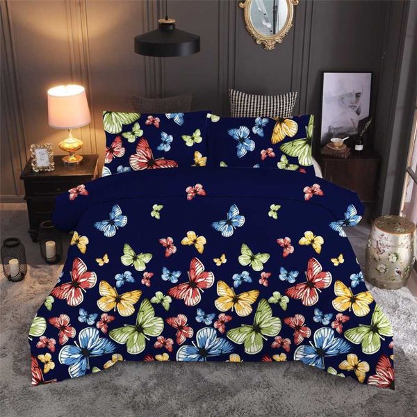 

fashion bedclothes digital printing colorful 3d butterfly students dormitory duvet cover set soft bedding set au double