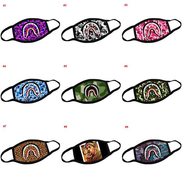 

Мода унисекс камуфляж акула маска для лица дизайнер рот-муфель черные маски для лица камуфляж протектор Велоспорт Маска страшные маски-042101