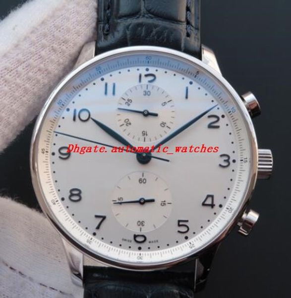 

luxury watch 6 style mens chronograph 371480 rose gold 40.9mm leather strap quartz movement fashion men's watches wristwatch, Slivery;brown