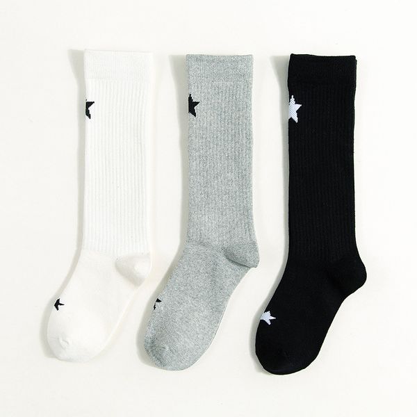 

woman winter socks long socks solid color star knee fashion, Black;white