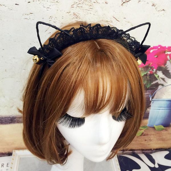 

women cute hair accessories fashion lady girl cat bell ears head bands lovely charming night party club bar hair clip hairband, Slivery;white