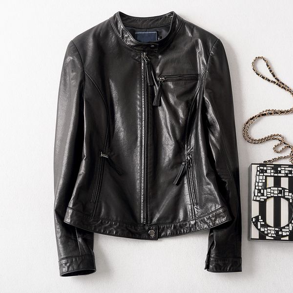 

spring autumn sheepskin coat real genuine leather jacket women clothes 2019 women's fur coat korean vintage outwear zt2352, Black