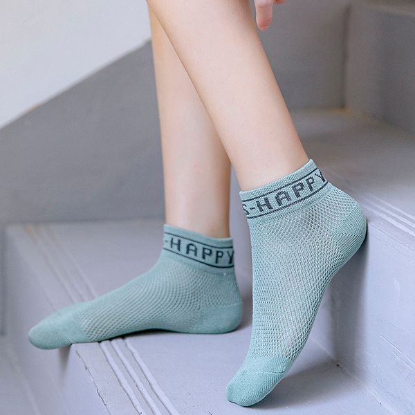 

summer thin section mesh hollow cotton women's socks personality fashion letter tube socks, Black;white