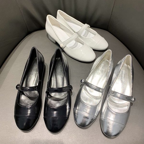 

retro flats shoes women mary janes shoes mary jane real leather chaussures femme silver 2019 fashion brand ladies white footware, Black