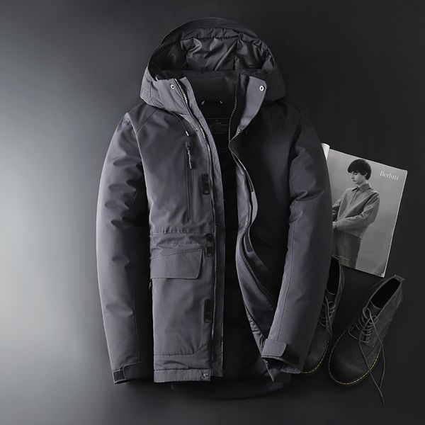 

men's down & parkas warm jacket winter men coat windbreaker hooded duck parka thicken overcoat slim fit larger size 2021 m-xxxl, Black