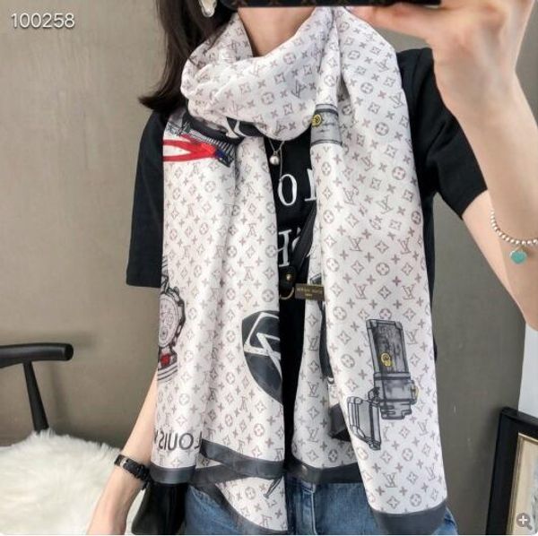 

scarf female winter cashmere wool scarf 2019 spring and autumn new variety of silk scarves with thin and shaw, Black;white