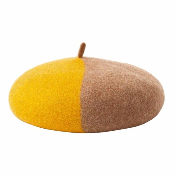 

doubchow womens 100% wool french style berets hats beanie cap 2019 new autumn winter teenage girls block color baret flat hat, Blue;gray