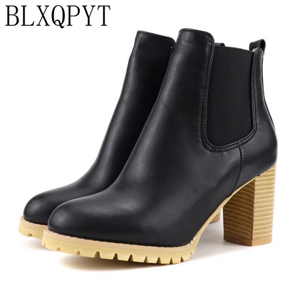 

blxqpyt new big size 34-48 round toe high heels warm winter boots women 2019 fashion platform ankle boots zapatos de mujer 172-8, Black