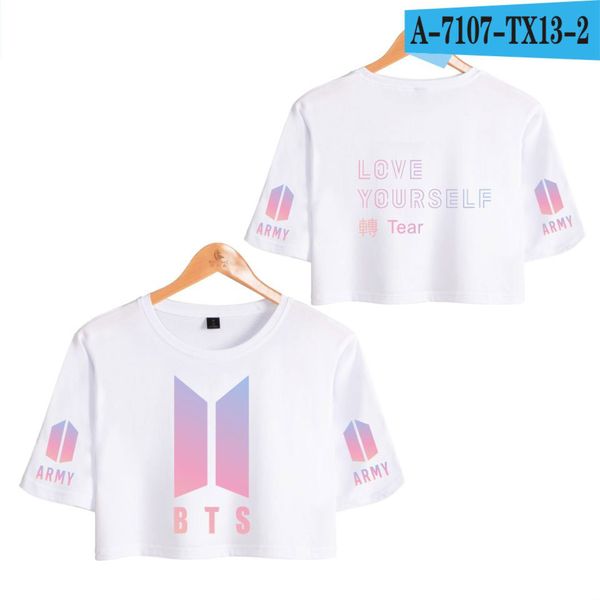 

new promotion in spring cross-border new year bts bulletproof youth league surrounding fashion gradient printing short navel t-shirt