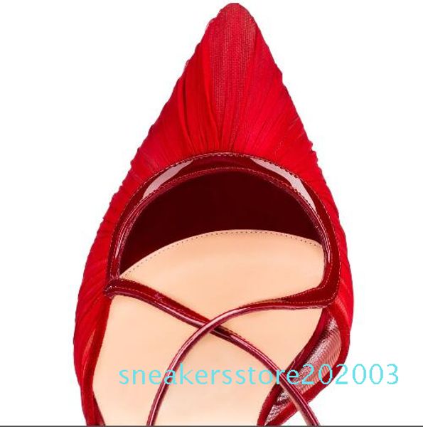 

new women cross mesh high heel sandals genuine leather women buckle stiletto heel sandals party t-stage catwalk shoes s03, Black