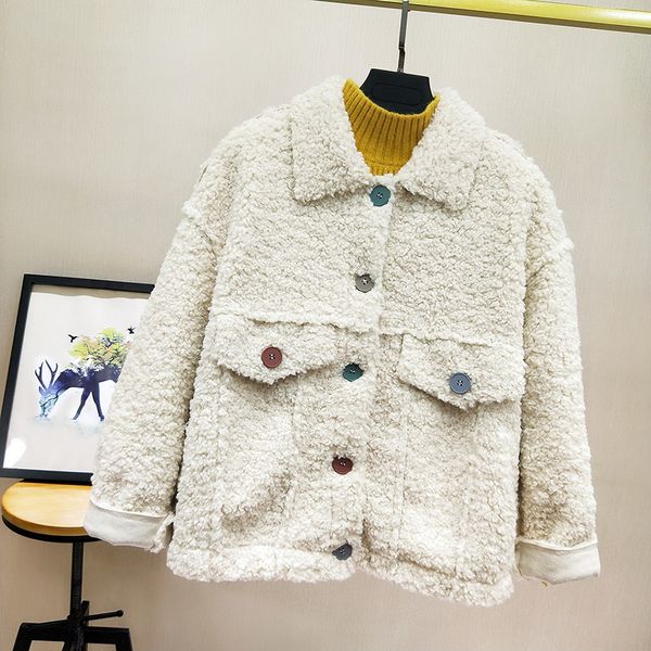 

mumuzi women colored buttons casual faux fur coat ladies 2019 spring winter elegant yellow warm soft outwear oversize jacket, Black