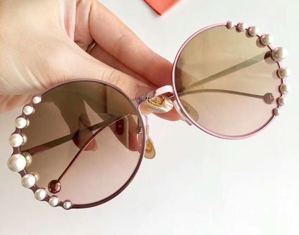 

ribbons and pearls 0295/s pink metal round sunglasses brown gradient gafas de sol fashion sunglasses uv400 protection new with box, White;black