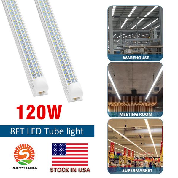 8 'T8 FA8 LED Tüpler D Şekil 8ft Entegre LED'ler Işık 8 FT İş Işıkları 60W 120W 96' 'Çift Sıralı Floresan Işık Armatürleri Mağaza Garajı