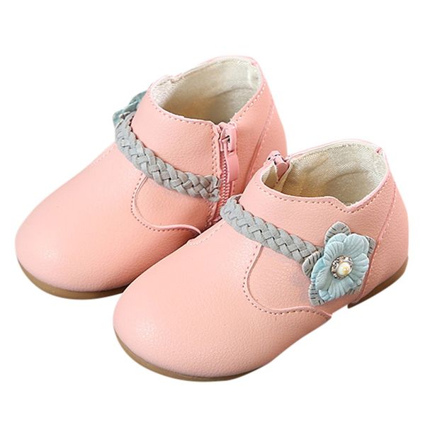 

muqgew kids shoes children kid girls solid flower weave princess zip student boots casual shoes sandals tenis feminino infantil, Black;red