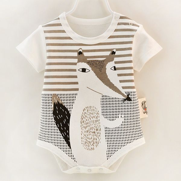 

new toddler baby boys girls newborn infant jumpsuit bodysuit outfits 0-9m short sleeve printed cotton clothes kid one-pieces, Blue