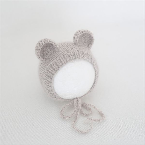 

pastel grey nebown teddy bear bonnet knitted animal hat newbor pgraphy hat baby cap angora fabric infant beanie, Yellow