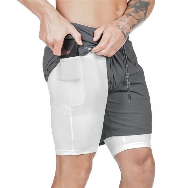 

new men shorts sport double-layer shorts men summer quick-drying breathable running sports training fitness short pants, Black;blue