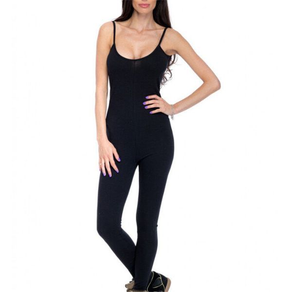 

women backless jumpsuit romper 2018 new lady one-piece black gray green sleeveless bodycon fitness jumpsuit long pants, Black;white