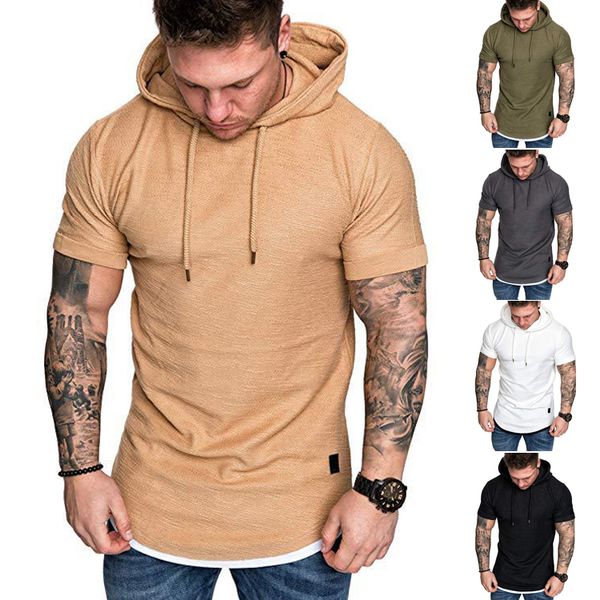 

5 colors mens fit slim summer t-shirt casual solid short sleeve shirt clothes hoodies muscle tee shirt dhl jy516, Blue