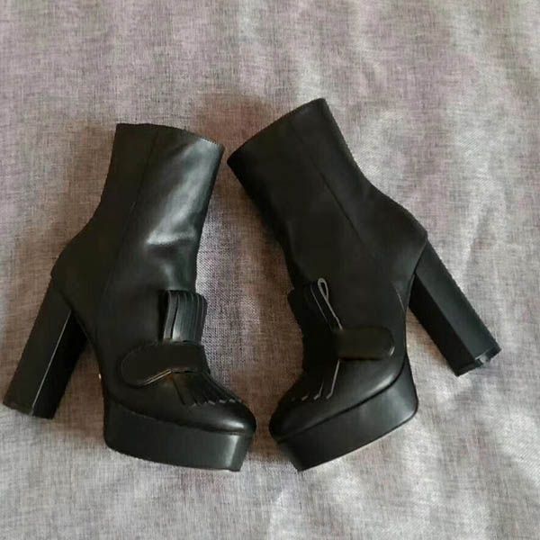 

2022 high platform fur boots for women real leather fashion designer women's combat booties female3691233, Black