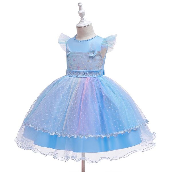 

bh- 756a#children' wear flower girl dress champagne blue short ball gown lace christmas costume party prom dress wholesale, Red;yellow
