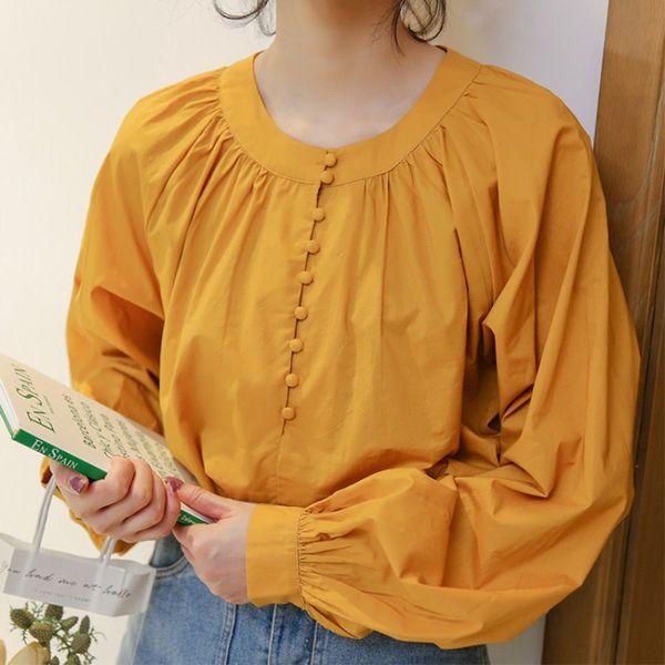

korean fashion women plus size loose ladies blouse shirts long sleeve cute baby doll blusa chemisier femme mori girl, White