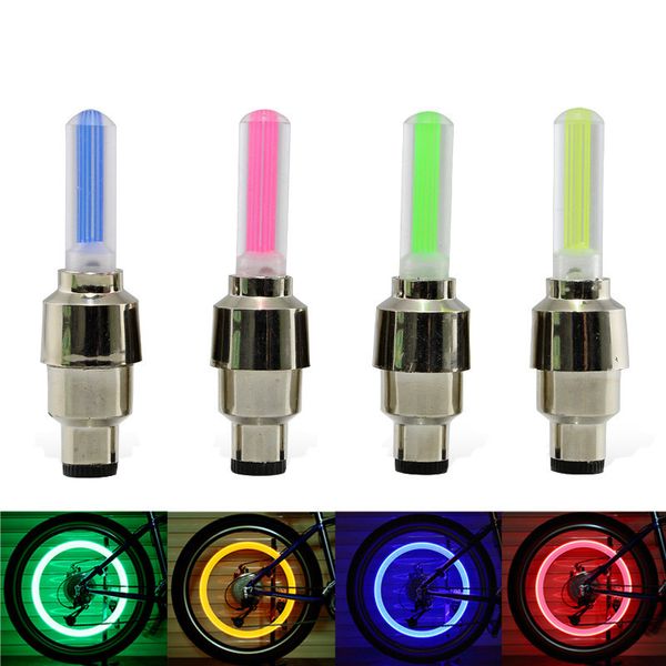 

new novelty car bike led flash tyre light wheel valve stem cap lamp motorbicycle wheel light with tracking number ing, Silver
