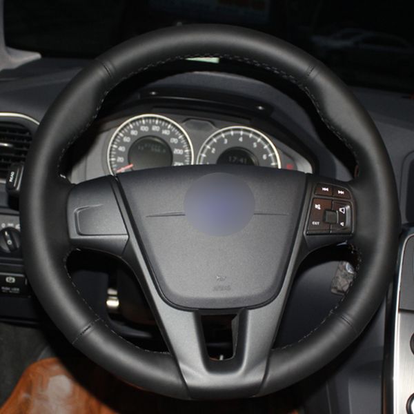 

black synthetic leather car steering wheel cover for volvo s60 v40 v60 v70 2014 xc60