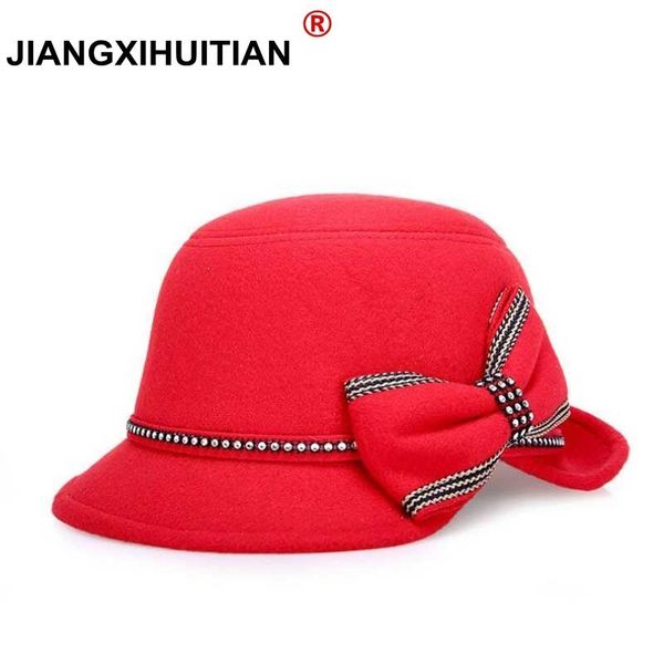 

2017 wide brim felt hat fedora hats for women big bow of fall winter chapeu feminino sombrero floppy bowler ladies bucket cap, Blue;gray