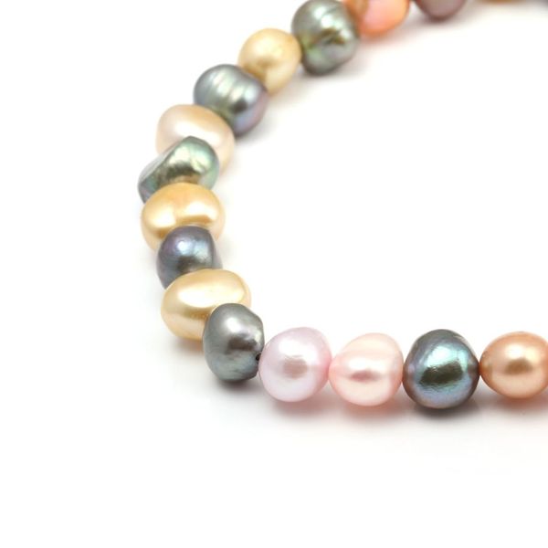 

100% natural pearl bracelet charm elastic rope baroque bangles colorful pearl bracelets real gift for girl friend, Black