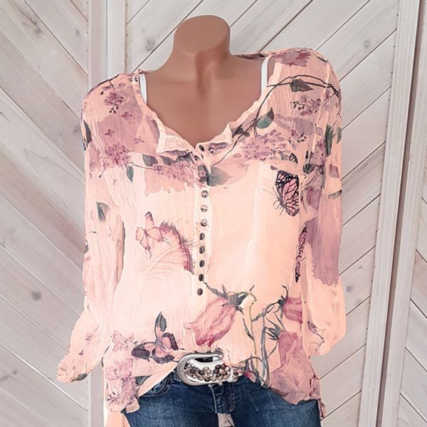 

plus size chiffon shirt casual 2019 new full sleeve o-neck print autumn winter blouse women fashion retro loose blusas 5xl, White