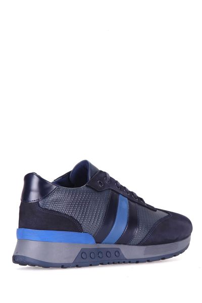 

derimod genuine leather navy blue men 's sneaker, Black