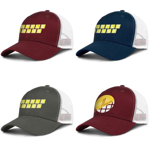 

waffle house logo mens and womens adjustable trucker meshcap custom fitted personalized stylish baseballhats logos sun roscoe's house, Blue;gray