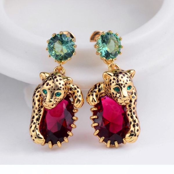 

amybaby 2018 года handmade эмалированного глазурь panther леопард красного соня женщины ожерелье серьга падение ajustable кольцо ювелирного, Silver