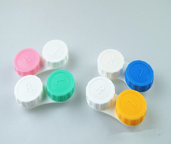 Popular barato colorido contato Lens Case lindo colorido Box Duplo Duplo Lens Case Imersão transporte Caso DHL grátis