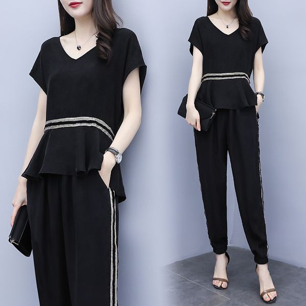 

fashion two piece set summer costumes for women casual pants set ensemble femme survetement conjunto feminino woman suit, White