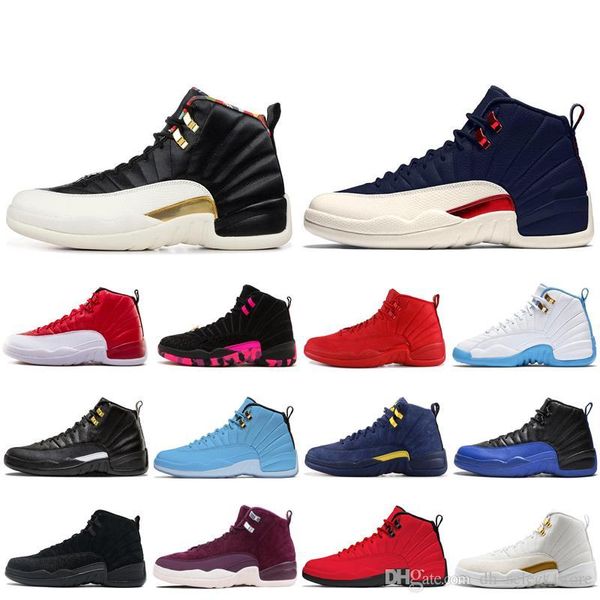 

new style 12 12s basketball shoes for man fiba flu game ov black white playoffs reverse taxi designer shoe sports mens trainers sneakers