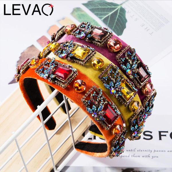 

levao shiny rhinestone headband velvet wide hairband hair accessories for women luxury crystal head hoops hair bands headwear