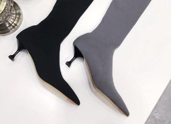 

designer-n boots over the knee high booties shoes fall winter elastic slim long women black shoes dt013