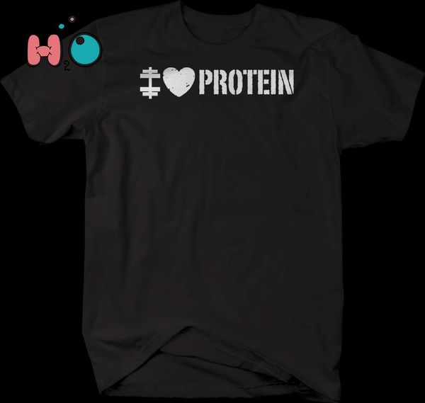 

i love protein weights gym workout tshirt, White;black