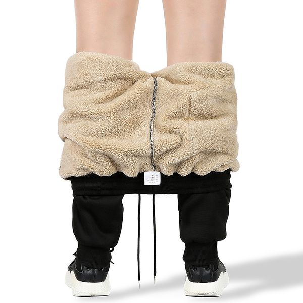 

thicken fleece warm pants men's winter joggers pants slim fit sweatpants velvet men trousers outdoor male casual long 4xl, Black