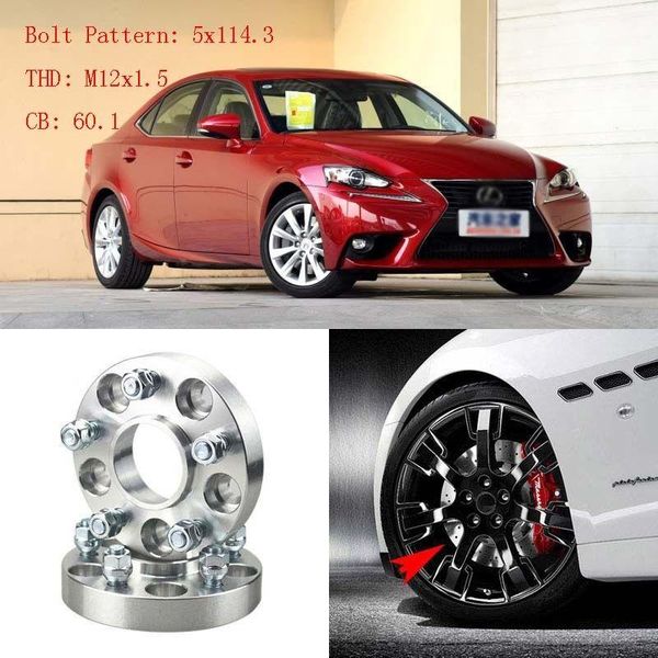 

4pcs 1" wheel spacers adapters 5 lug 5x4.5"/5x114.3-12x1.5 studs for lexus is
