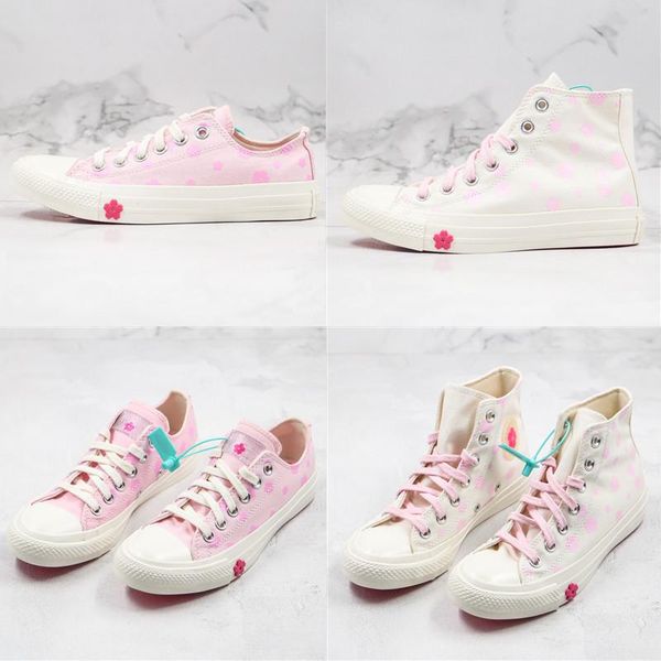 

2020 новые парусиновые туфли cherry blossom high-help low-help белый розовый маленький цветок вишневый порошок высокое качество женская обув