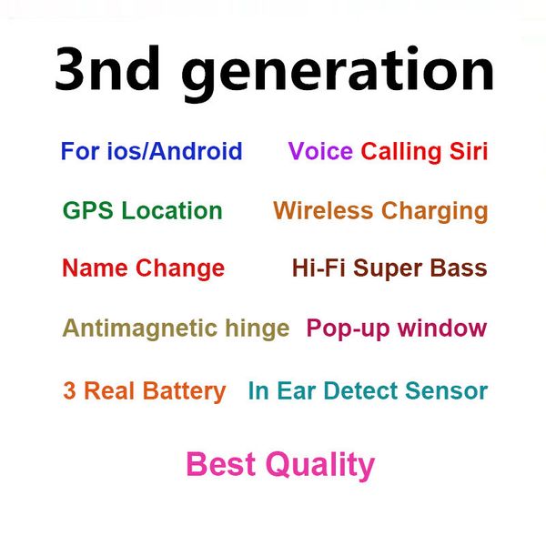 

air gen 3 2nd generation wireless charging bluetooth headphones ap3 0h1 chip transparency metal hinge pk pods 2 ap pro ap2 w1 earbud