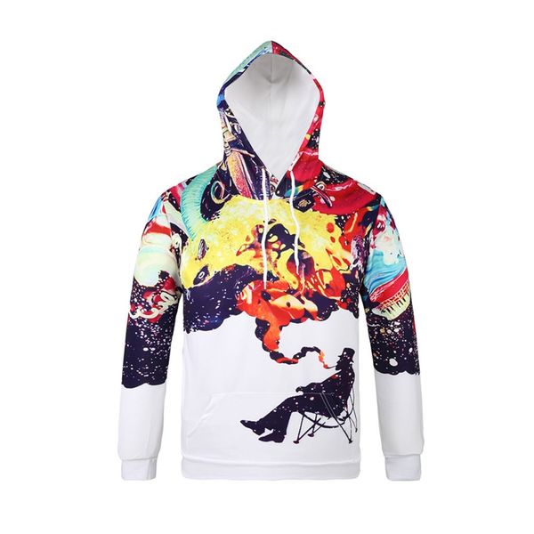 

hoodies men autumn spring fashion 3d printing hoodie hooded loose long sleeve sweatshirt pullover hoodies pour hommes new, Black