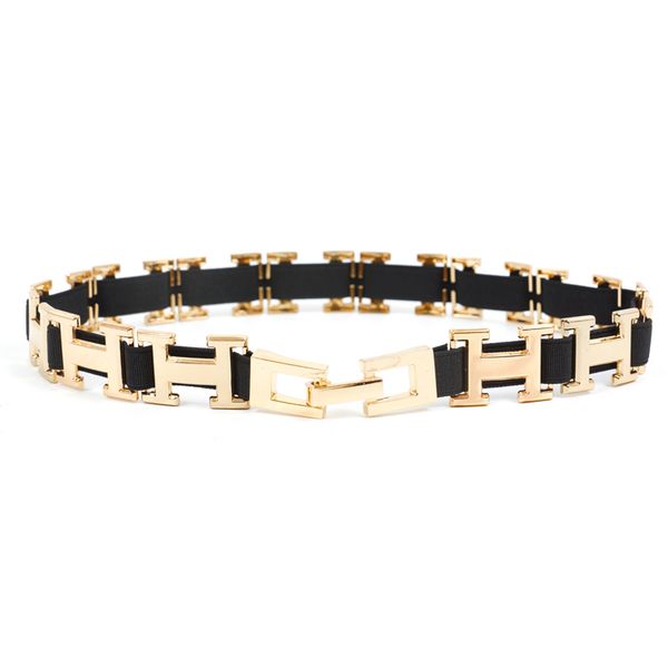 

fashion women belt ladies gold metal buckle elastic silm waistband female waist belt for clothing skirt accessory, Black;brown