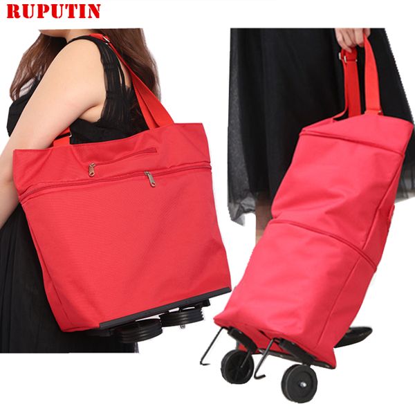 

new folding shopping bag shopping cart on wheels bag small pull cart women's buy vegetables organizer tug package