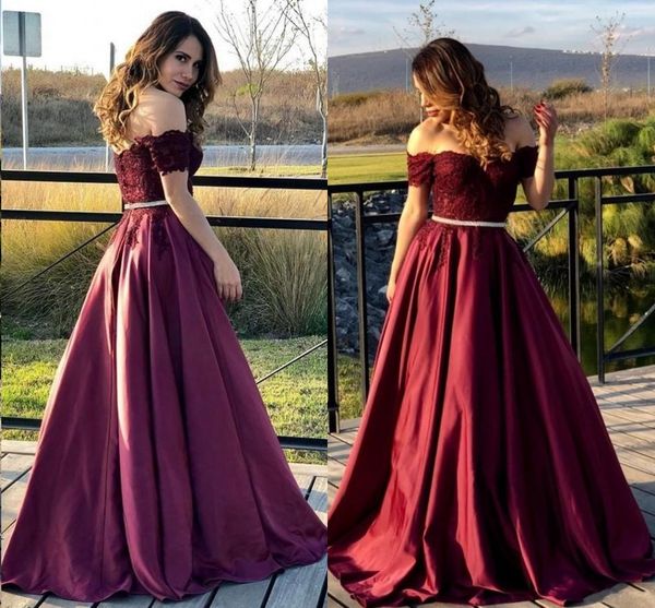 

burgundy a line evening dresses pleats off shoulder lace applique prom dress evening gowns evening wear abendkleider robes de soirée, Black;red