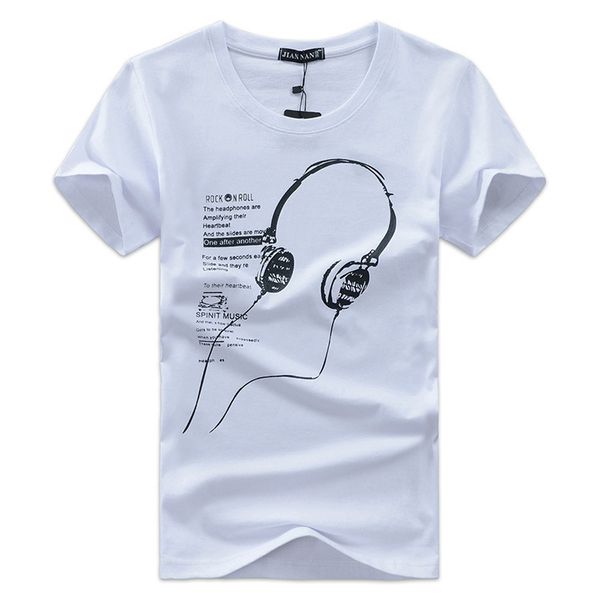 

2019 new summer men fashion casual big size short sleeve headset t-shirt size s-5xl wholesale, White;black